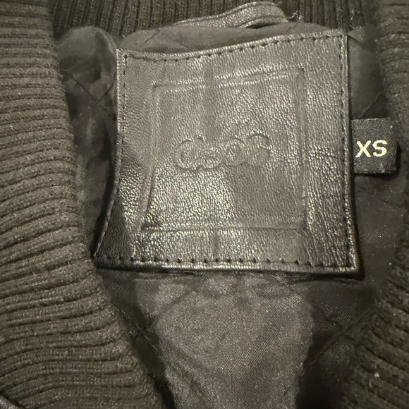 ASOS Genuine Leather Black Bomber Jacket - Picture 6 of 7